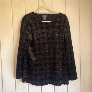 Vintage Notations Sparkly Long Sleeve Blouse